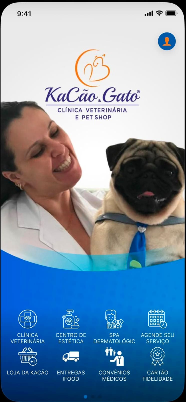 Aplicativo móvel da clínica KaCão & Gato